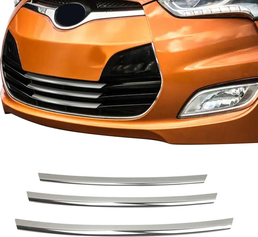 Kühlergrill Leisten Grillleisten für Hyundai Veloster 2011-2017 Chrom Silber 3x