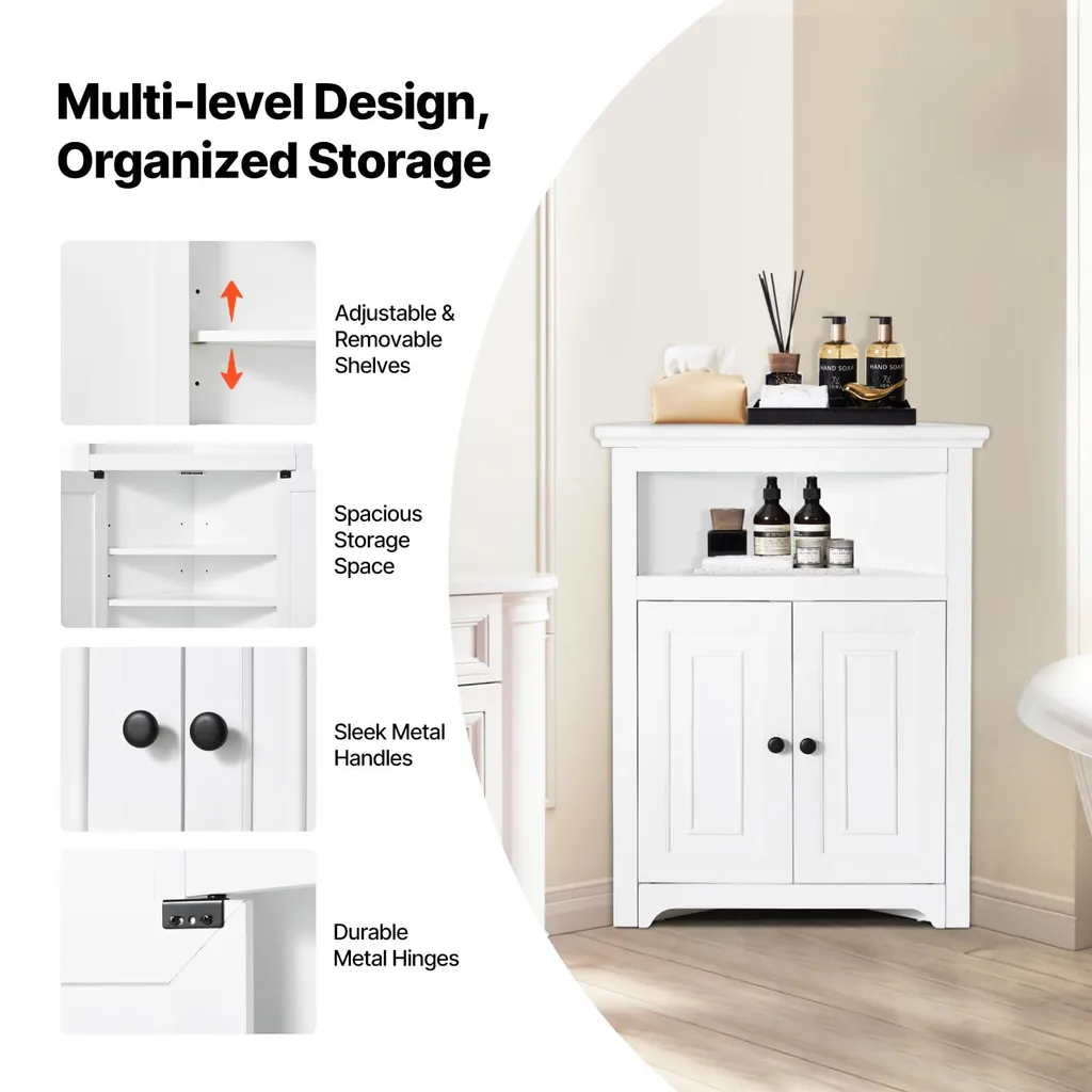 Armoire de cuisine indépendante VEVOR 3 niveaux rangement d'angle blanc - 4