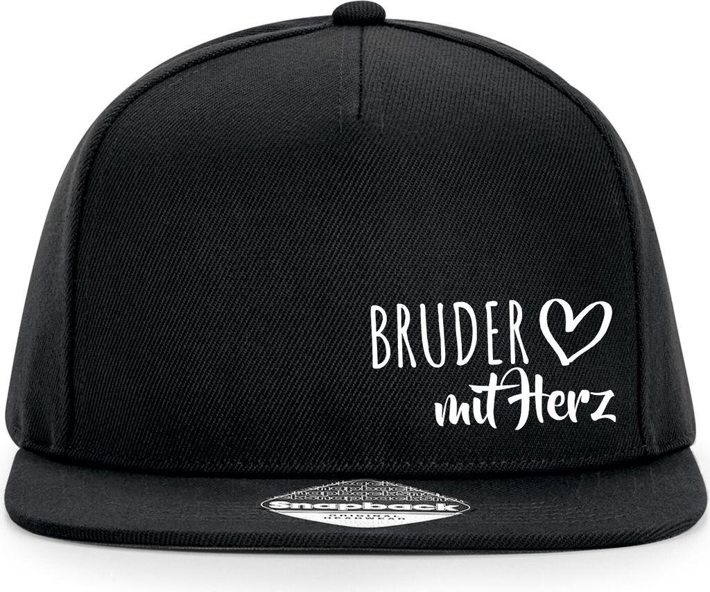 Huuraa Cappy Mütze Bruder mit Herz Black Polyester Snapback Kappe Geschenkidee