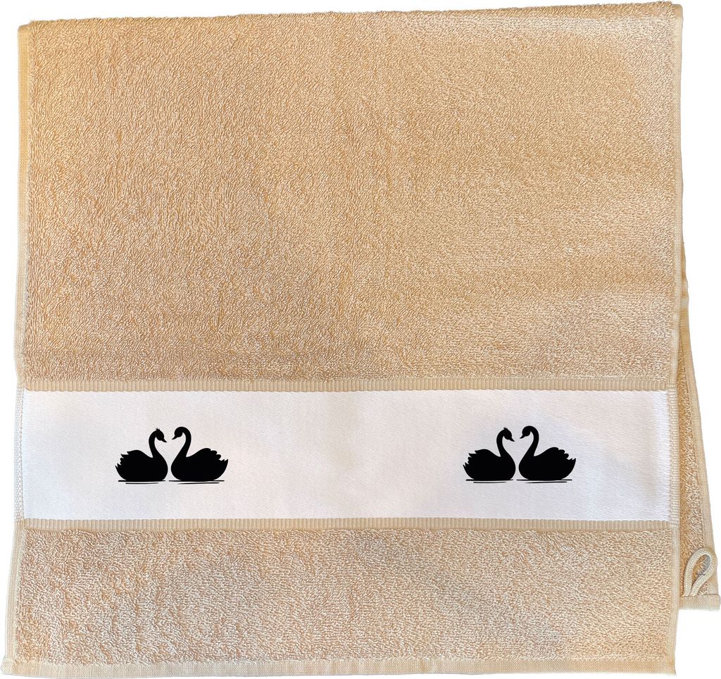 Huuraa Handtuch Schwan Pärchen 50x100cm Sand Baumwolle Handtuch Geschenkidee