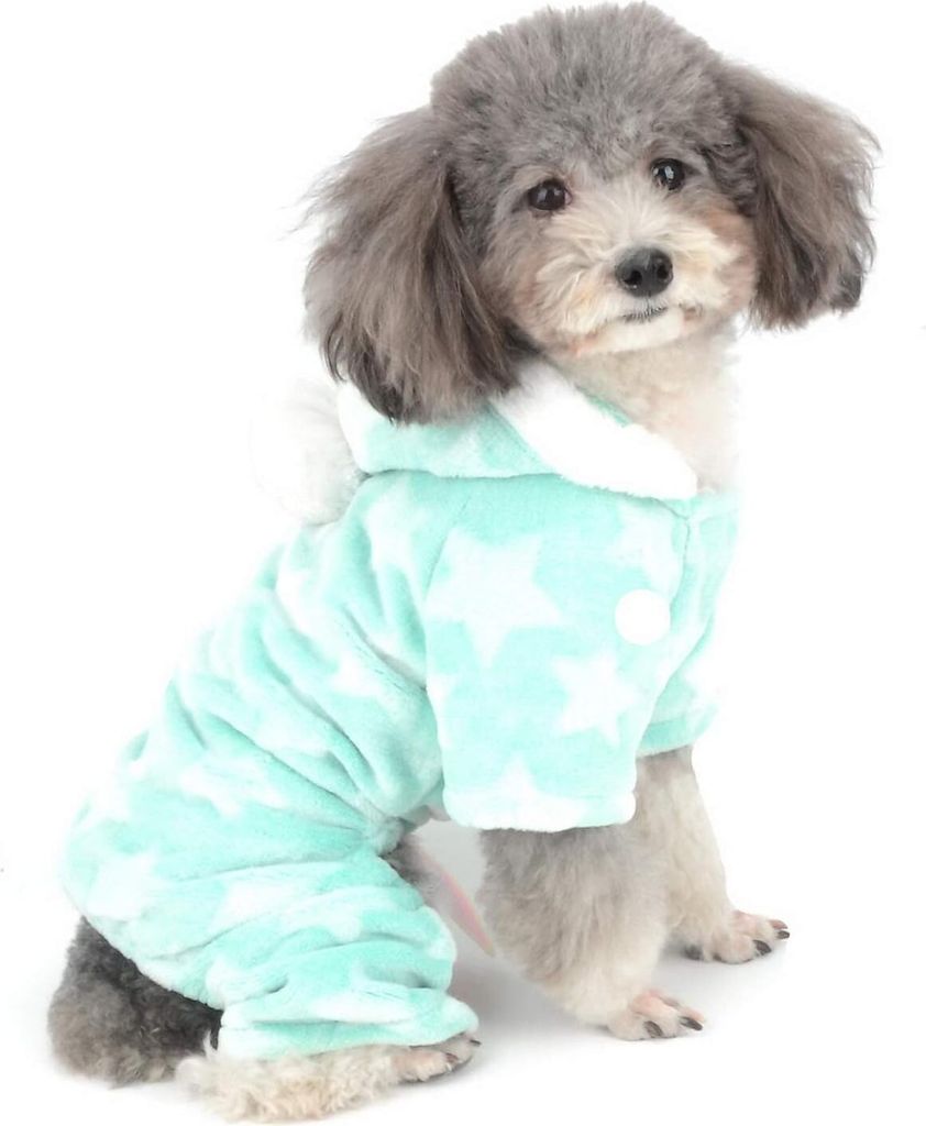Schlafanzug für kleine Hunde, Wintermantel mit Kapuze, Welpen, warmes Fleece, weiche Hoodies, Haustierkleidung, Chihuahua-Pullover, Kleidung, Grü...