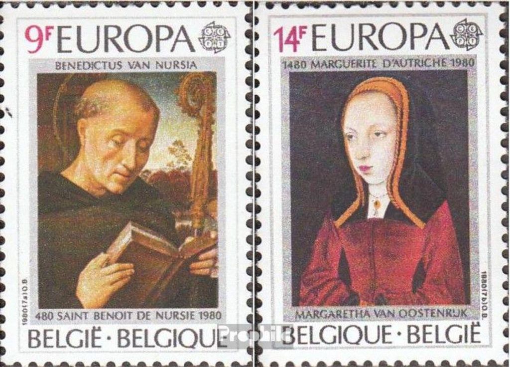 Briefmarken Belgien 1980 Mi 2023-2024 (kompl.Ausg.) postfrisch Bedeutende Persönlichkeiten
