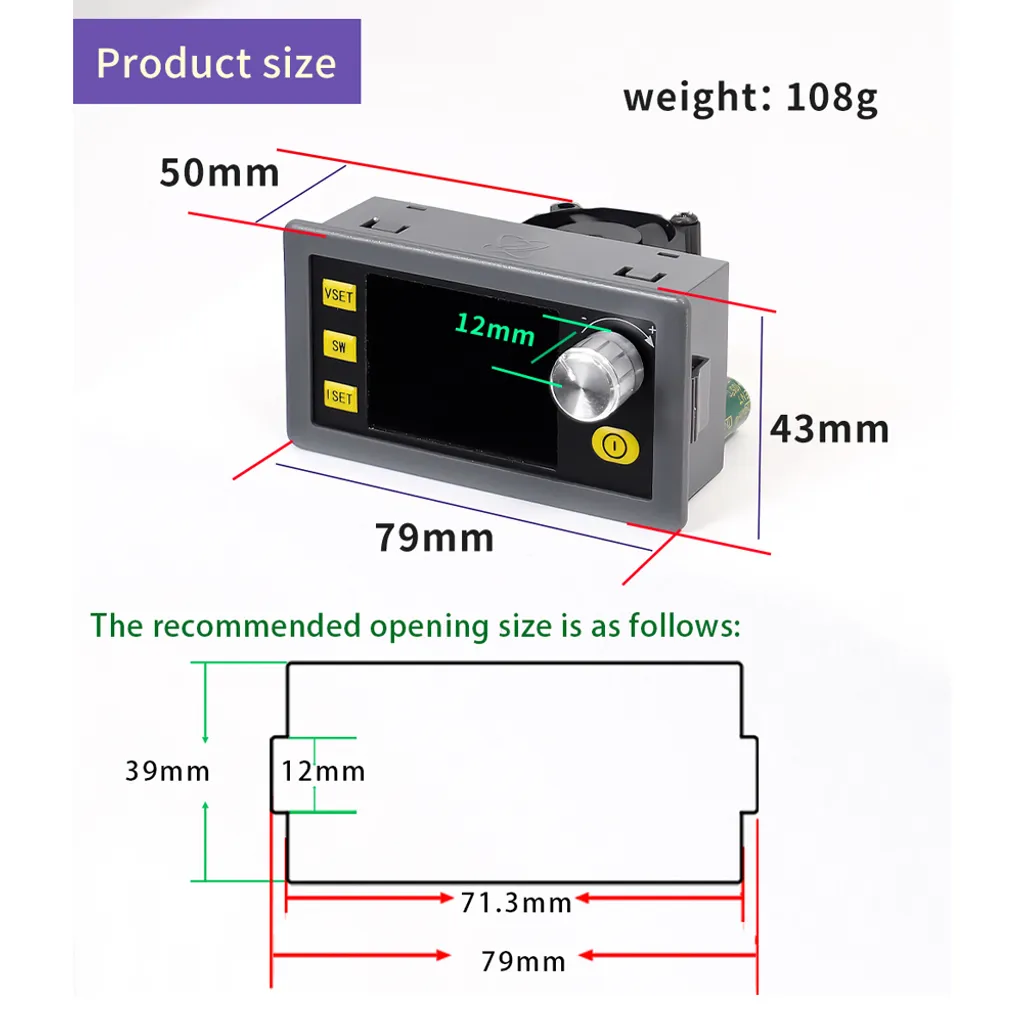 Modulo Step-Down Digitale LCD VA - Alimentatore DC Solare Seriale - 4