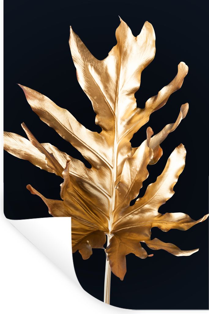 MuchoWow Wandtattoo Wandsticker Wandaufkleber Blätter - Gold - Herbst - Natur - Luxus 80x120 cm Selbstklebend und Repositionierbar - Repositioni...