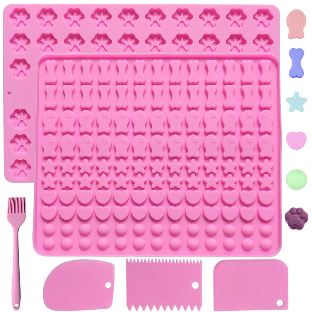 2-teilige Silikon-Backmatte für Hundekekse: Backmatten für Hundeleckerlis, Mini-Förmchen in Form eines Hundeknochens und eines Pfotenabdrucks mi...