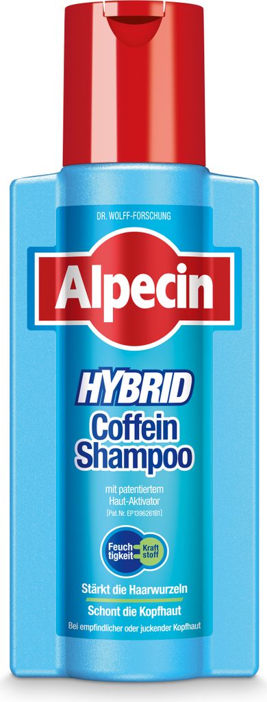 Alpecin Hybrid-Coffein-Shampoo, 250ml - Haarshampoo für Männer bei trockener, juckender Kopfhaut und Schuppen