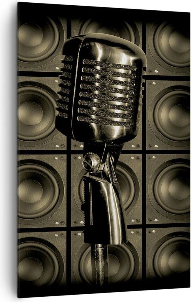 Bild auf Leinwand - Leinwandbild - Einteilig - Mikrofon Retro Singen - 80x120cm - Wand Bild - Wanddeko - Wandbilder - Leinwanddruck - Wanddekoratio...
