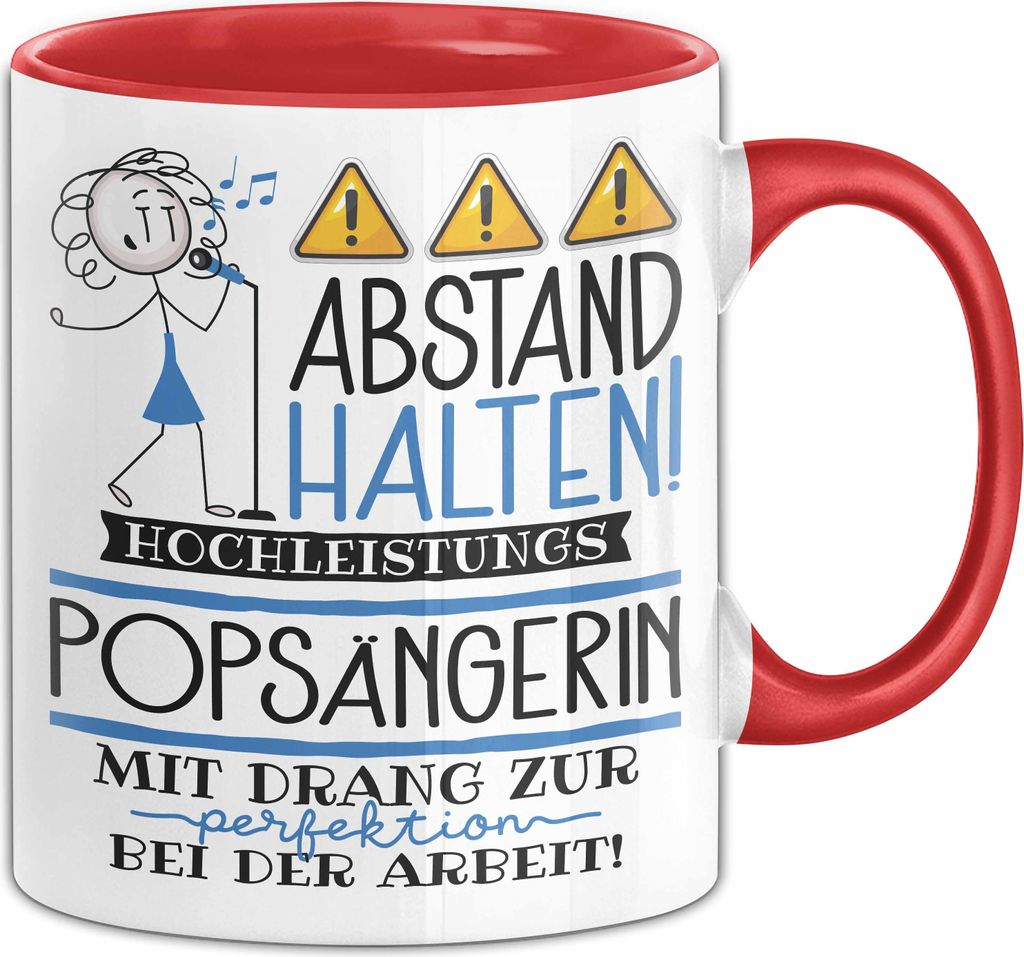 Popsängerin Tasse Geschenk Lustig Abstand Halten Hochleistungs-Popsängerin Mit Drang Zur Perfektion Bei Der Arbeit (Rot)