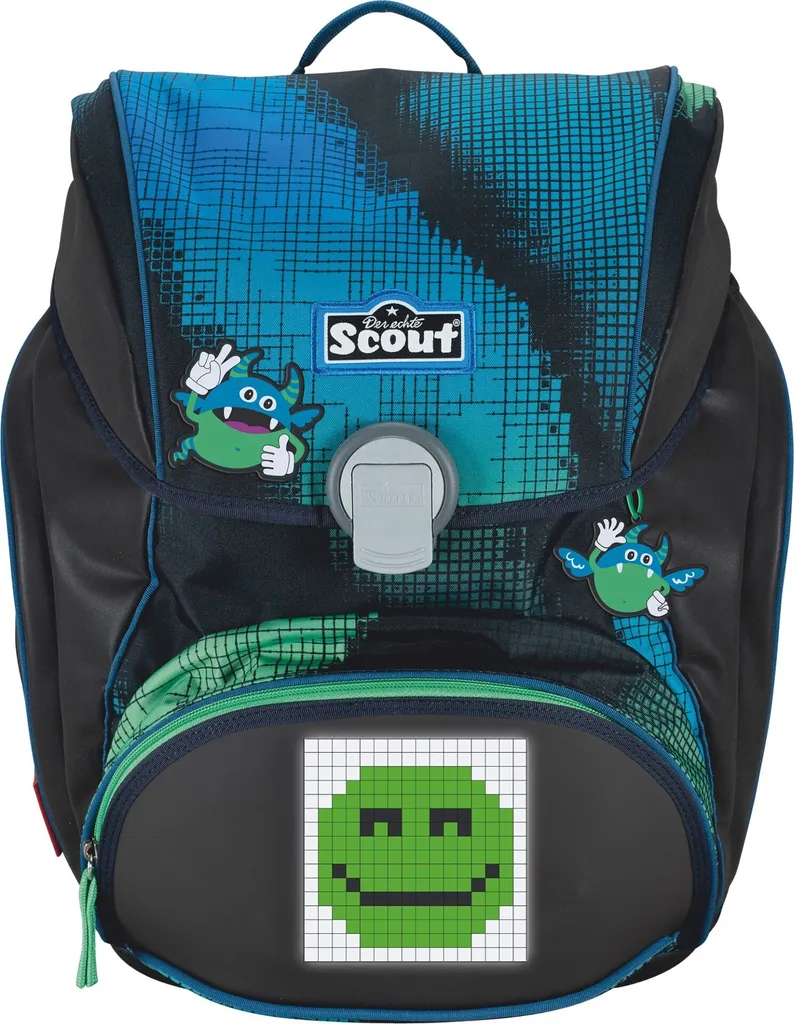 Sac d'école Scout Alpha Set 4 pcs Blue Pixel - Cartable enfant robuste
