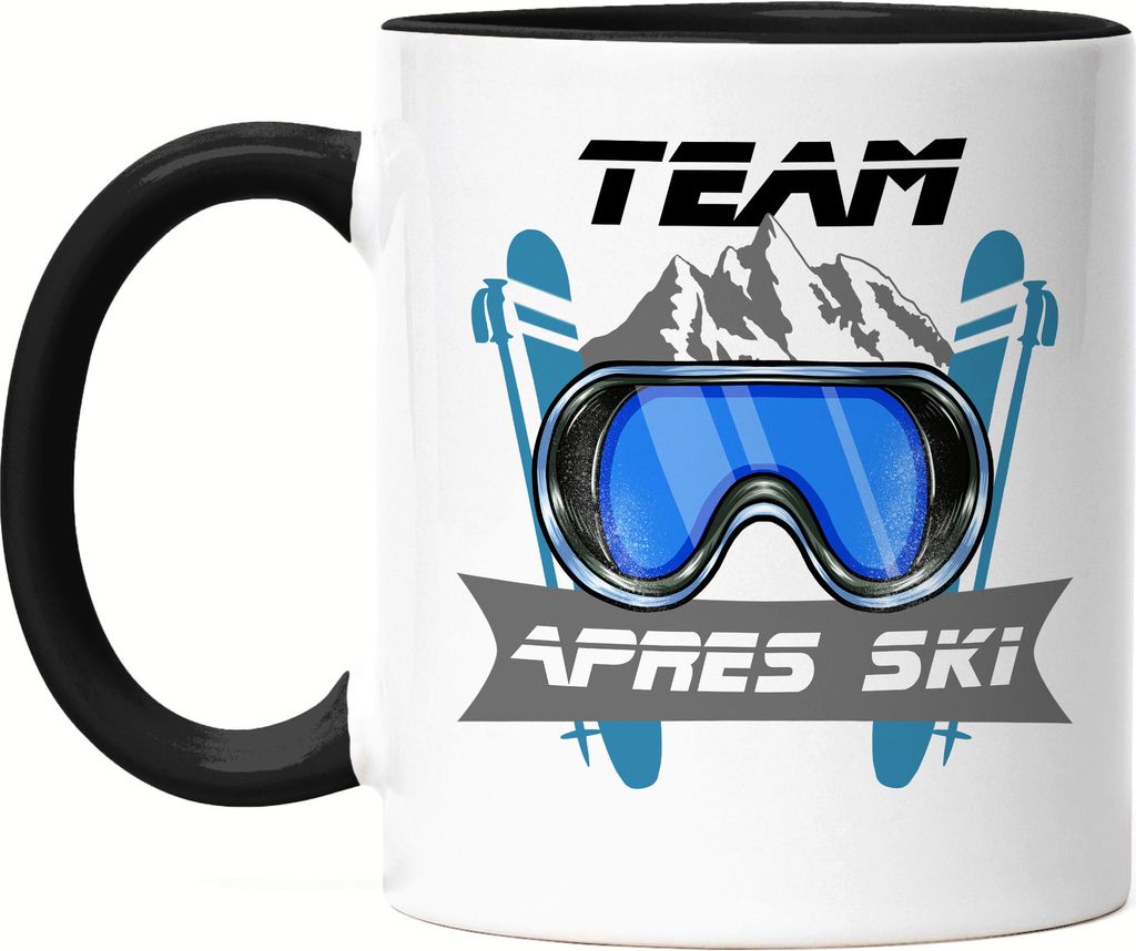Team Apres Ski Tasse Schwarz Lustig Skifahrer Ski Wintersport Team Gruppe Skilehrer
