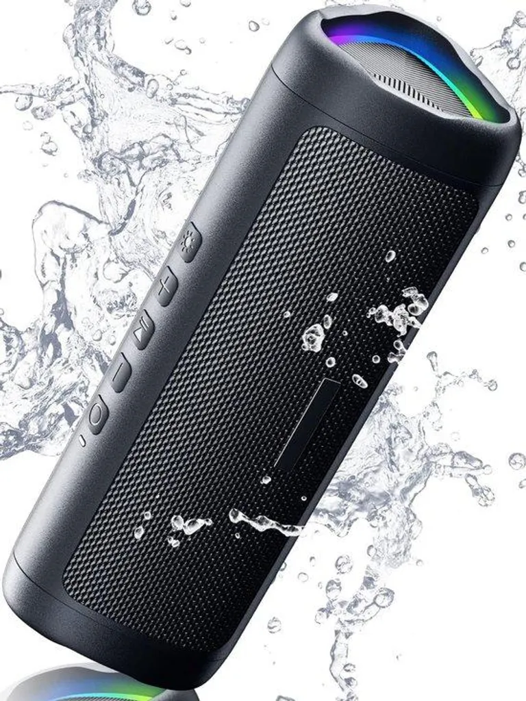 Enceinte Stéréo TWS Étanche avec Basses Puissantes et 20h de Batterie