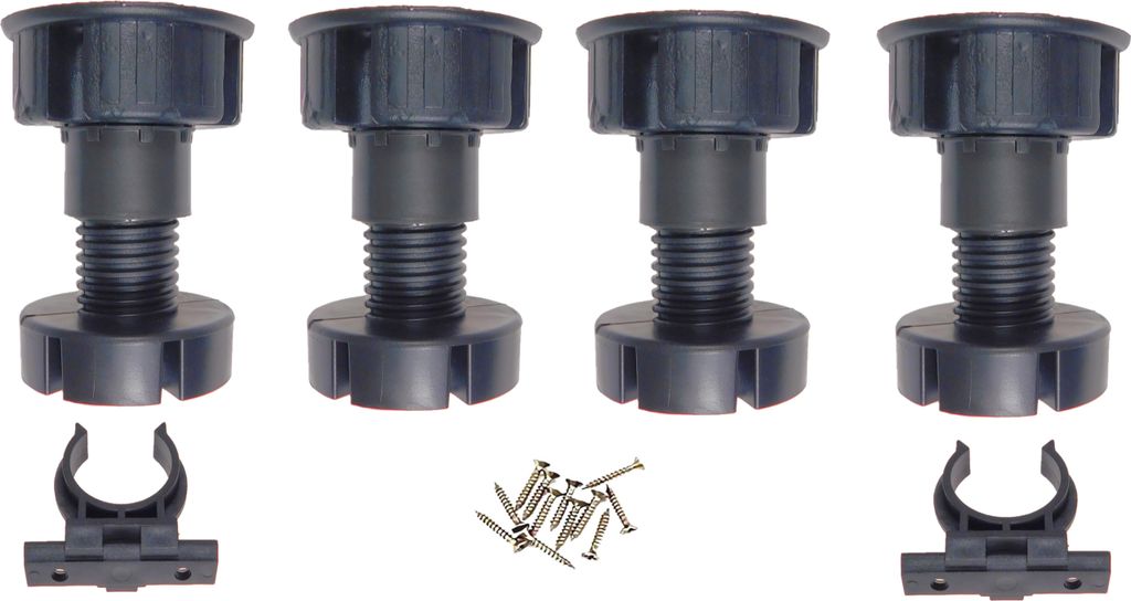 Verstellbare Möbelfüße, schwarz, 6 cm, Küchenset mit Clip Produktbild 