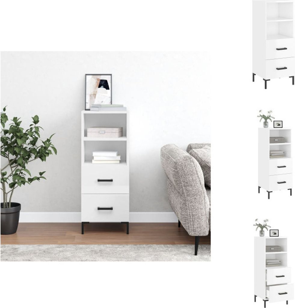 vidaXL Sideboard Hochglanz-Weiß 34,5x34x90 cm Holzwerkstoff - Sideboards