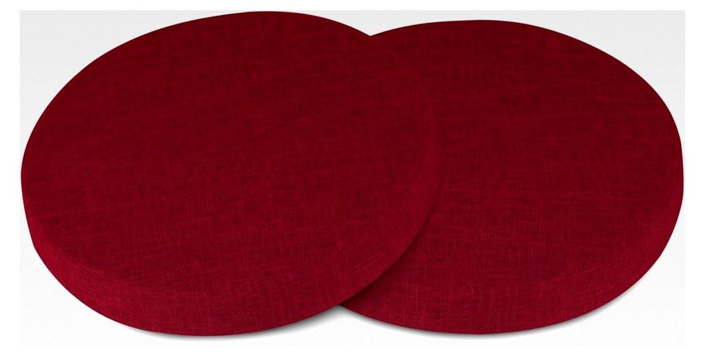 2er Set Runde Sitzkissen Abnehmbares Stuhlkissen Rund mit Rutschfester Unterseite für Innenräume 40 x 40 cm, Rot