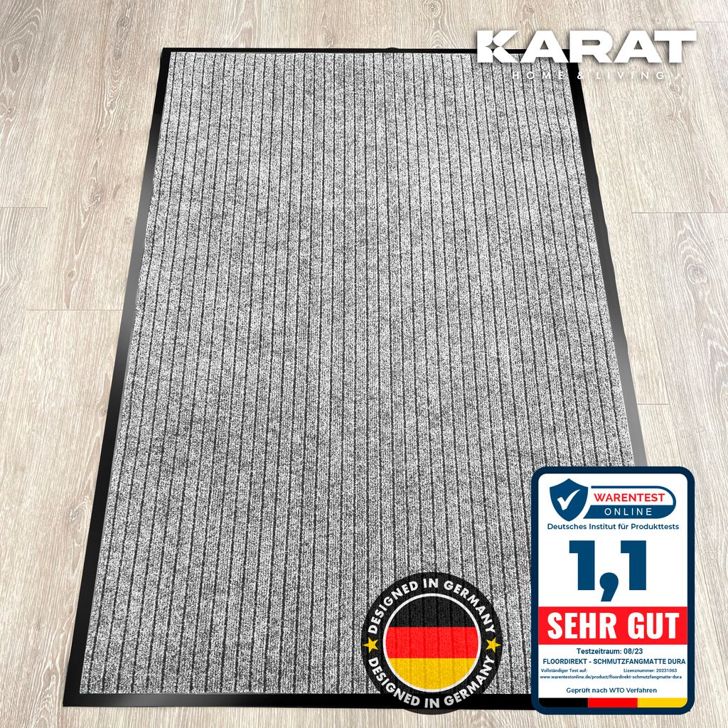Schmutzfangmatte Dura Fußmatte mit Rutschfester Rückseite Grau 90 x 120 cm