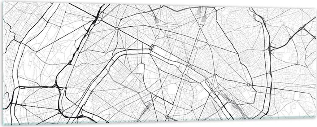 Bilder auf glas - Einteilig - Stadt Karte Paris - 90x30cm - Glasbilder - Wandbilder - Bilder - zum Aufhängen bereit - Wanddekoration aus Glas - Gl...