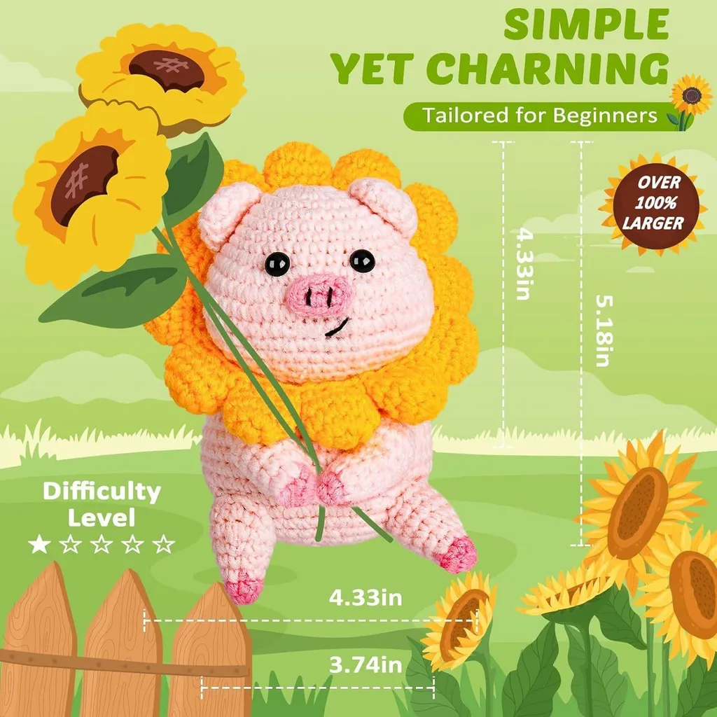 INF DIY Crochet Kit: Maialino Girasole Amigurumi - Skill Up Creativo