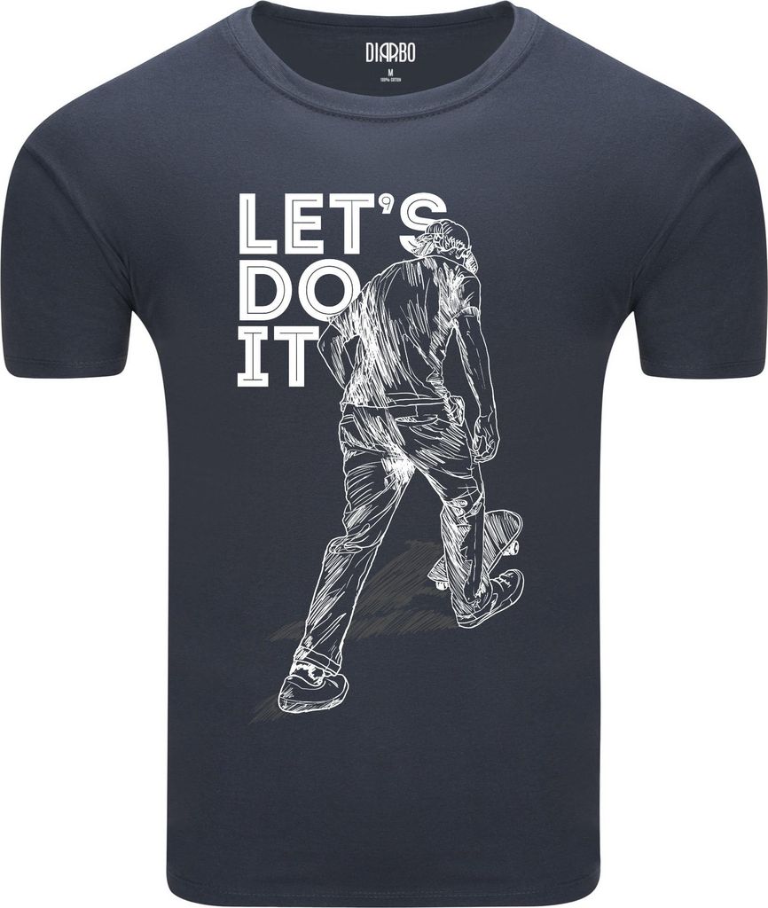 Diarbo Herren T-Shirt mit Skateboard Druck Lass es uns tun Dunkelgrau Gr.L