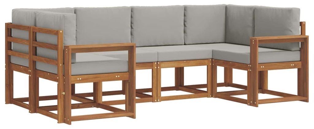 vidaXL Outdoor-Sofagarnitur mit Kissen 6 pcs Natürlich und Hellgrau