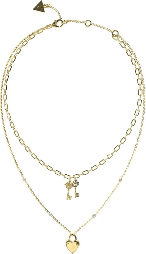 Collier Guess JUBN04216JWYGT-U en acier doré avec pendentif logo 4G