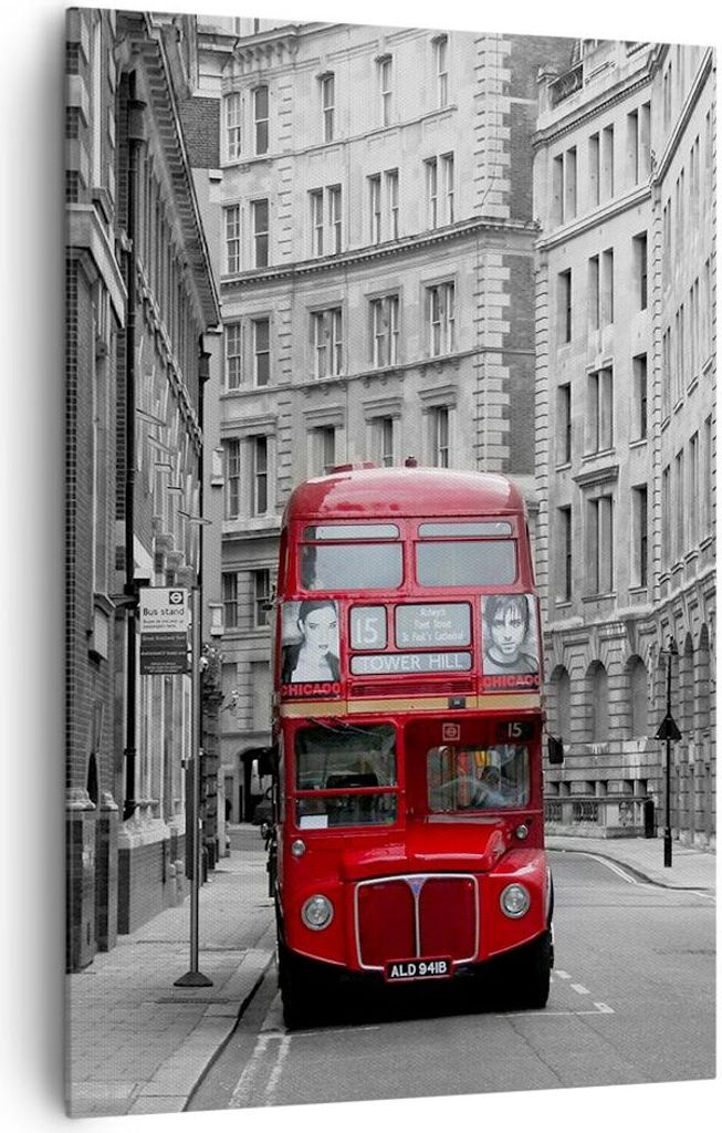 Bild auf Leinwand - Leinwandbild - Einteilig - Bus england urlaub london - 80x120cm - Wand Bild - Wanddeko - Wandbilder - Leinwanddruck - Wanddekor...