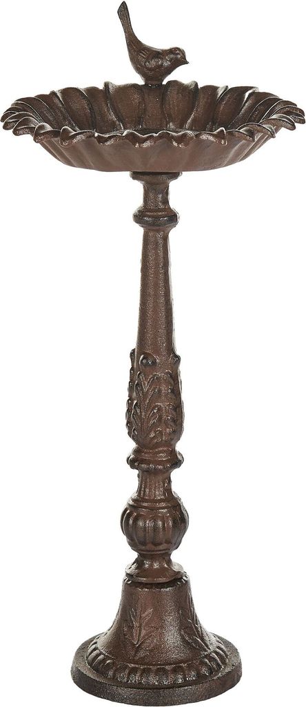 BELIANI Vogeltränke Braun Metall 53 cm Hoch Blumenform mit Ständer Standfuß Modern Stehend Vogelbad Vogelbrunnen für Garten Außenbereich
