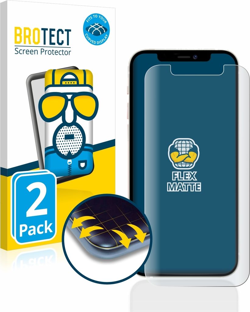 2x BROTECT Fullscreen Schutzfolie für Apple iPhone 12 / 12 Pro Displayschutz Folie Fullcover Matt Entspiegelungsfolie