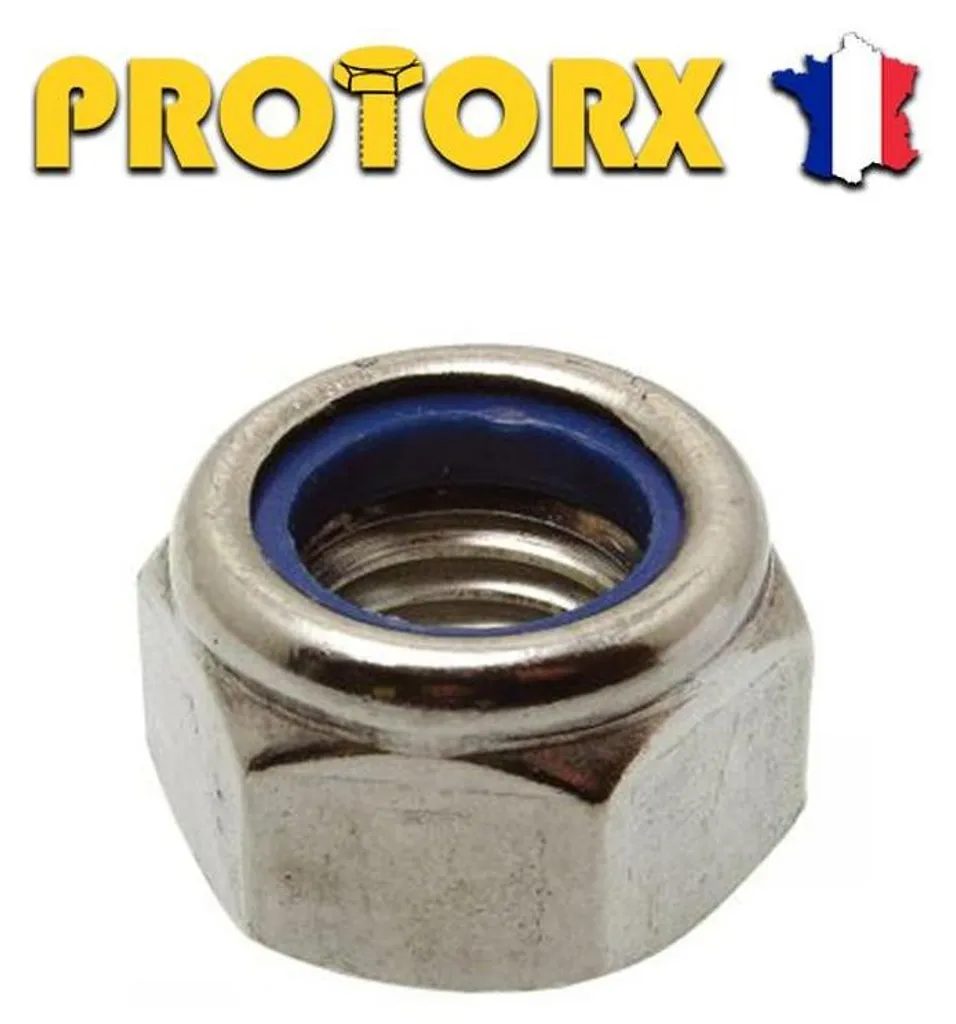 100 Écrous M6 Indesserrables Inox A2 D-Work avec Frein Bague Métallique