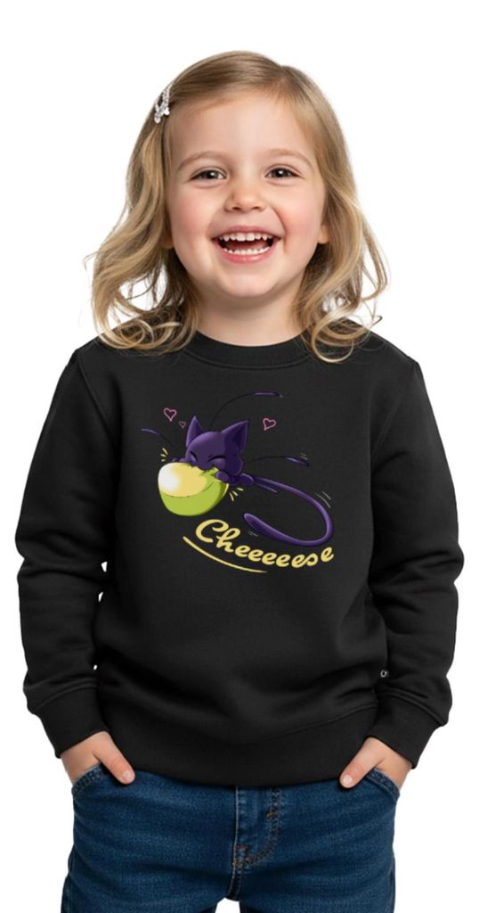Spreadshirt Miraculous Plagg Liebt Käse Camembert Kinder Premium Pullover, 158/164 (12 Jahre), Schwarz