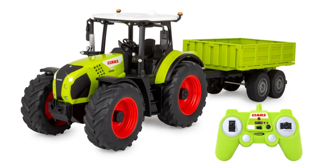 Tracteur télécommandé Claas Arion 660 Jamara avec remorque benne 1:24