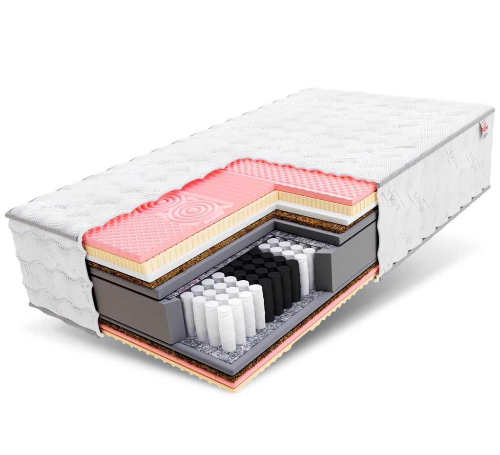 Matratze 80x200 cm CALYPSO 7 Zonen H3 H4 Multipocket Taschenfederkern Visco Memory Schaum Latex Höhe ca. 32 cm mit SilverCare Cosido Bezug