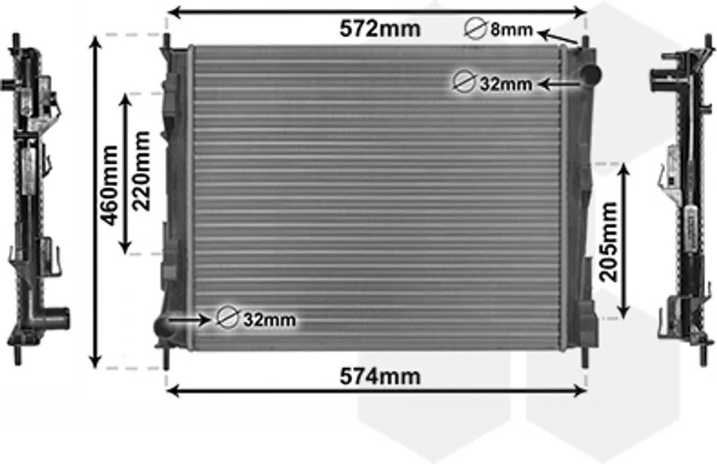 Radiateur alu 490x405x18mm pour 1.5DCi et 1.2i avec air conditionné