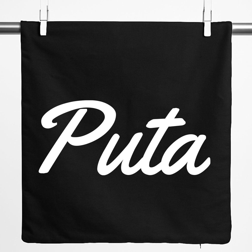 Huuraa Kissenbezug Puta spanisch Schriftzug 40x40cm Black Baumwolle Dekokissenbezug Geschenkidee