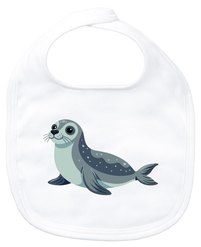 Huuraa Baby Lätzchen Seehund Comic White Klettverschluss Baumwolle Latz Geschenkidee