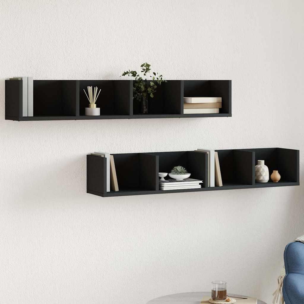 vidaXL Nástenné skrinky 2 ks čierne 99x18x16,5 cm materiál Obrázok produktu 