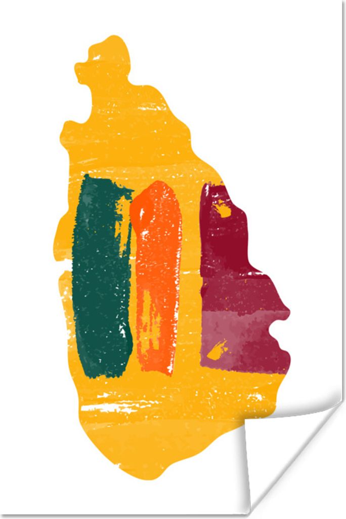MuchoWow Poster Karte mit Flagge Sri Lanka 80x120 cm - Papierdruck