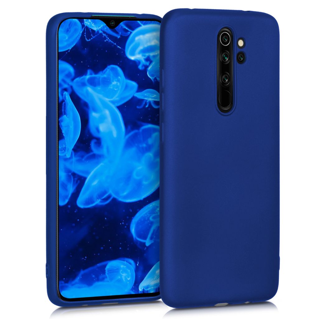 kwmobile Case kompatibel mit Xiaomi Redmi Note 8 Pro Hülle - Schutzhülle aus Silikon metallisch schimmernd - Handyhülle Metallic Blau