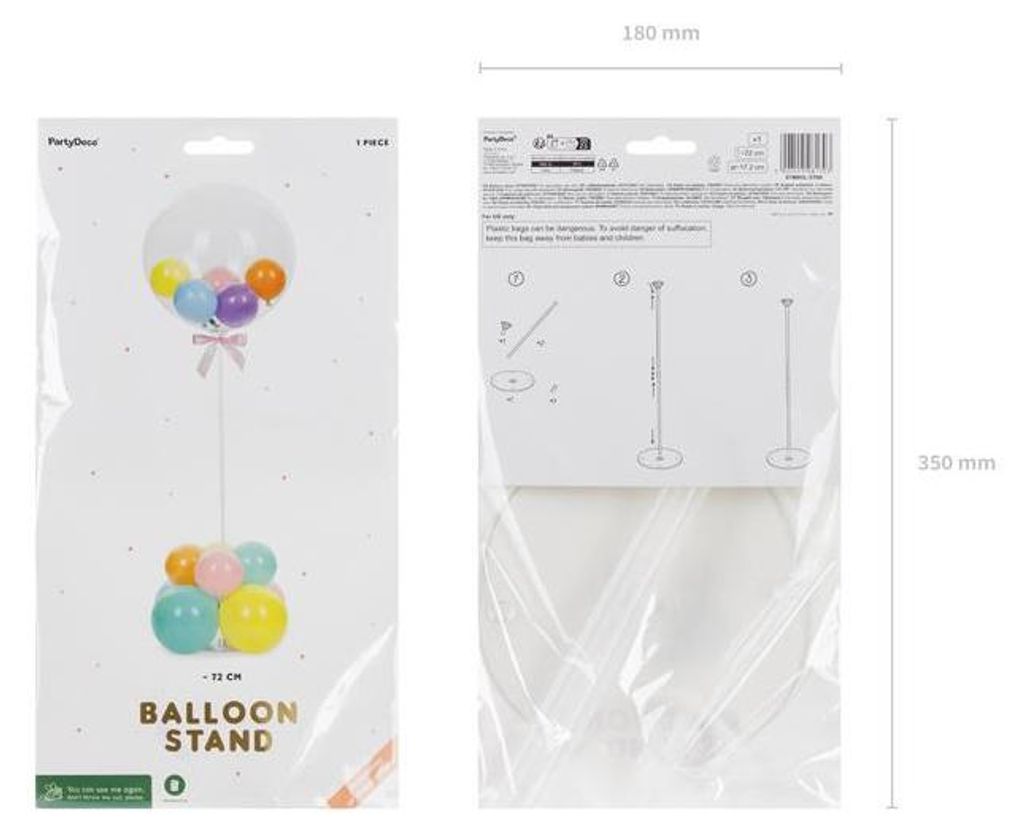 Support pour ballons, 72 cm - transparent Image du produit 