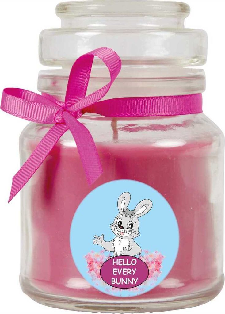 Duftkerze im Bonbonglas "Comic", Duft: Lavendel ( Lila ), 120g - Brenndauer bis zu 30 Stunden