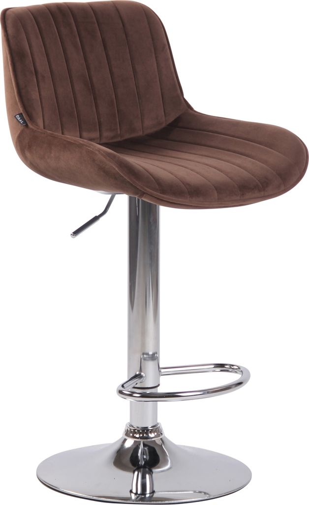 Barhocker HLO-CP68 Samt chrom braun