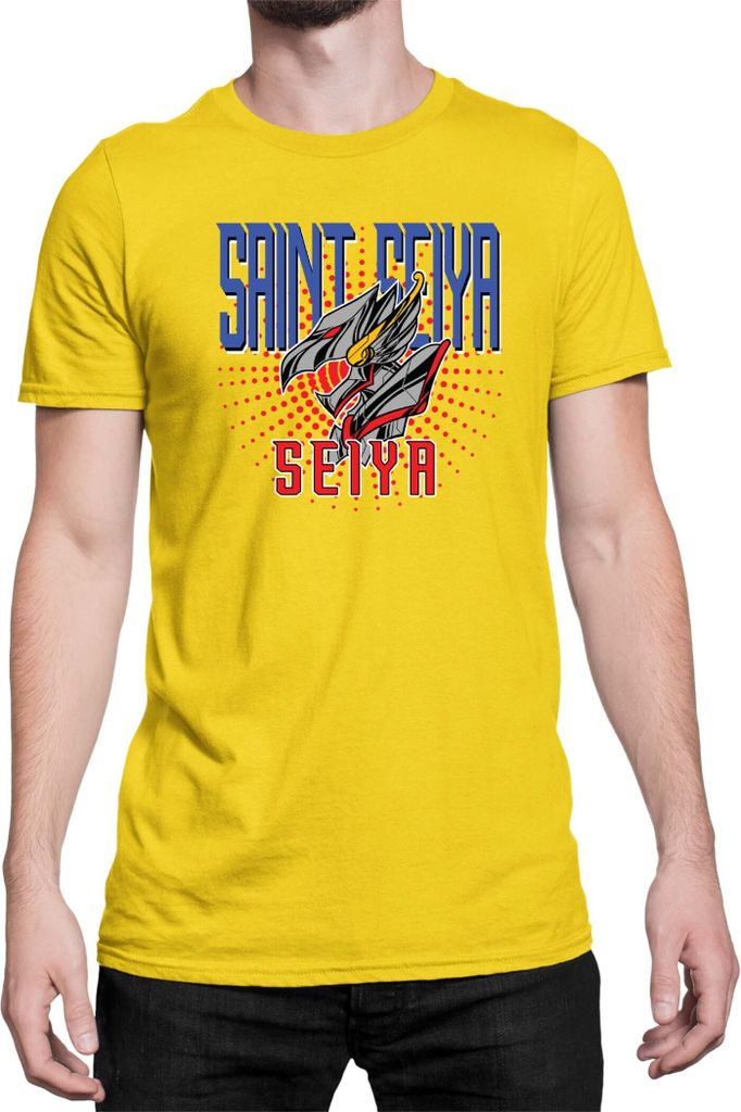 Herren T-Shirt Japan Anime Manga Saint Anime Seiya Logo Seiya Mark, Man XL / Gelb