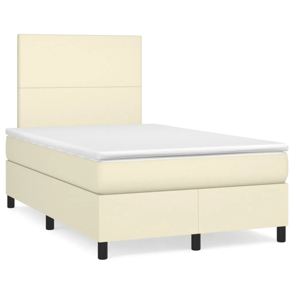 Lit boxspring 120x200 cm crème : fini le mal de dos avec ce lit complet