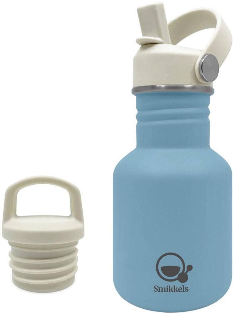 Smikkels Edelstahl Trinkflasche Kinder 350ml blau - auslaufsicher und langlebig