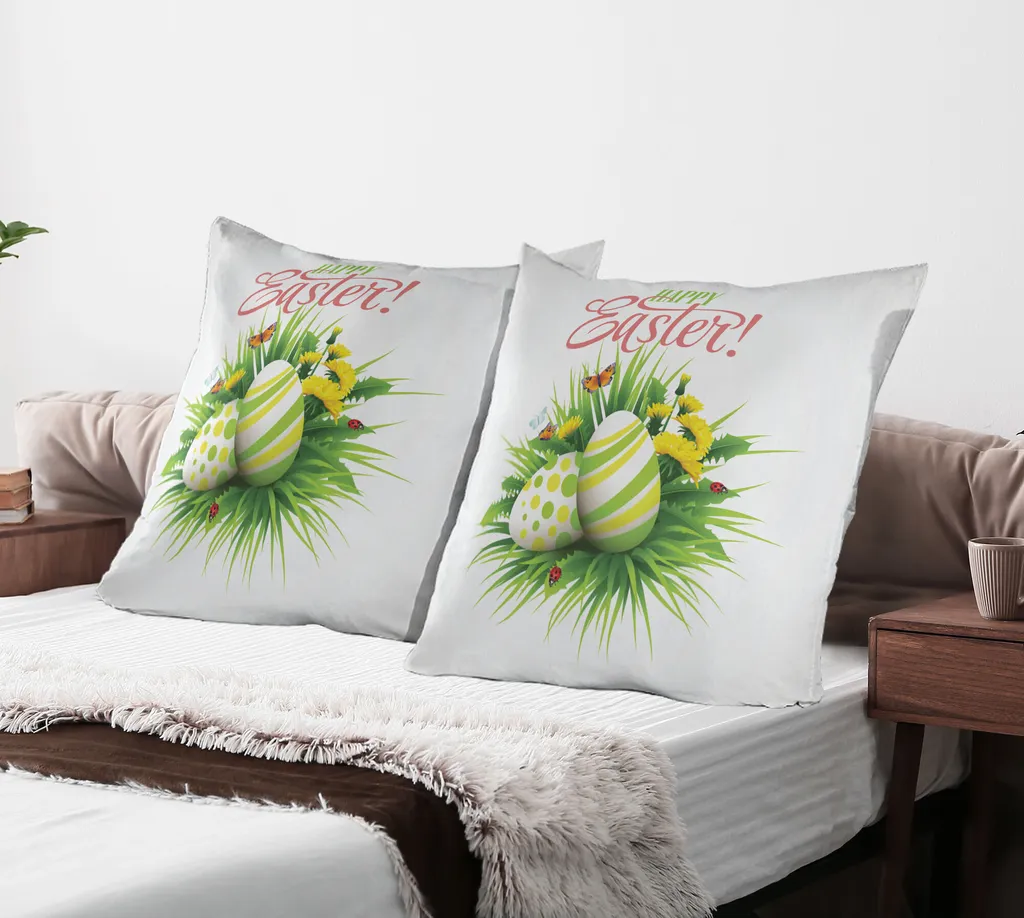 Housse de Coussin Décorative Printemps 80x80 Pack de 2 Design Multicolore