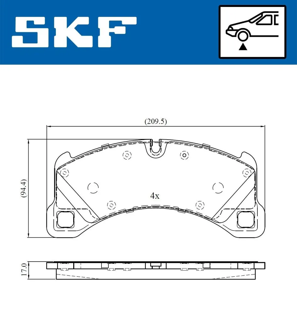 Jeu de plaquettes de frein à disque avant SKF type Porsche Cayenne