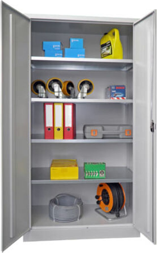 Stahlschrank - Vollblechtür - Zylinderschloss - 4 Einlegeböden - 1.950x1.000x500 mm (HxBxT) - anthrazitgrau/resedagrün