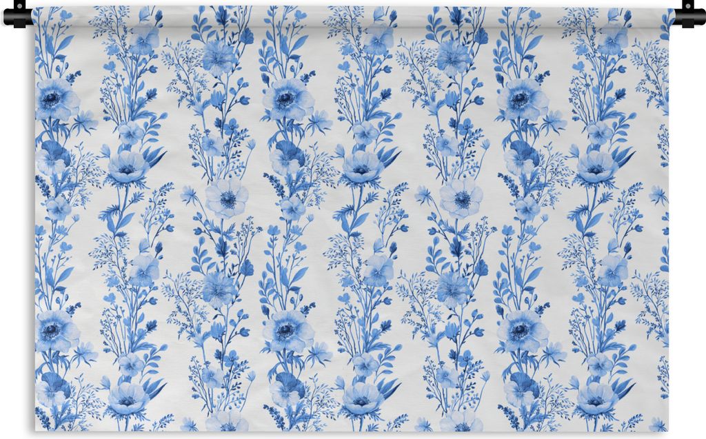 MuchoWow Wandteppich Wandbehang Blumen - Anemone - Blau - Muster 60x40 cm Tapisserie Dekoration Wandtuch - Wanddekorationen