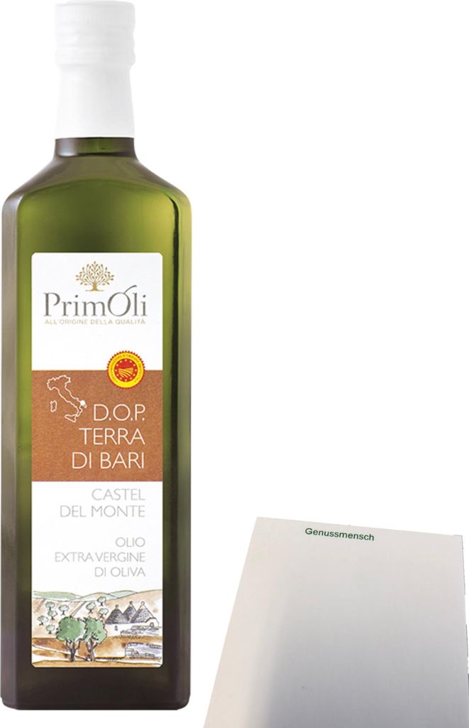 PrimOli Terra di Bari Castel del Monte Natives Olivenöl extra (500ml Flasche) + usy Block