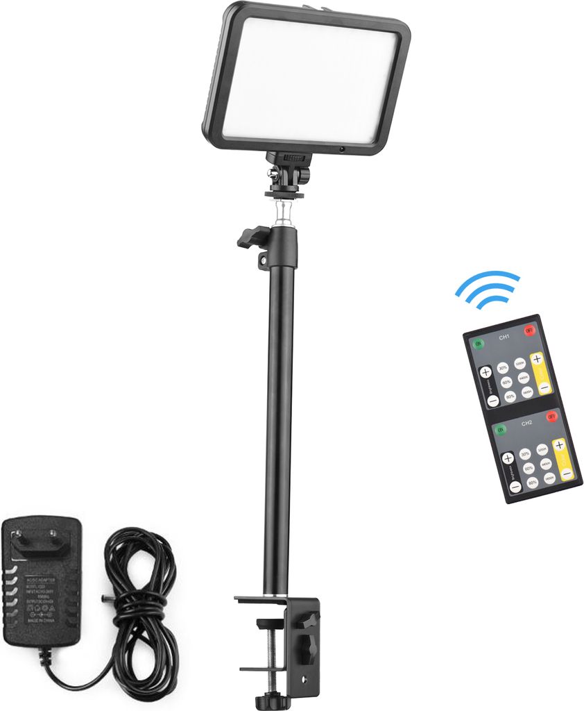 22W Video Light Kit Fotografie Fuelllicht mit C-Clamp Staender 216PCS Lampenperlen Bi-Color Temperatur 3200-5500K Dimmbare Helligkeit Kugelkopf Fer...