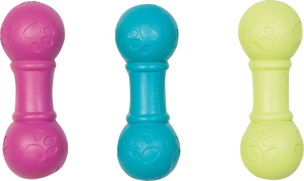 Flamingo Gummi Squeaky Hantel mit Pfötchen
